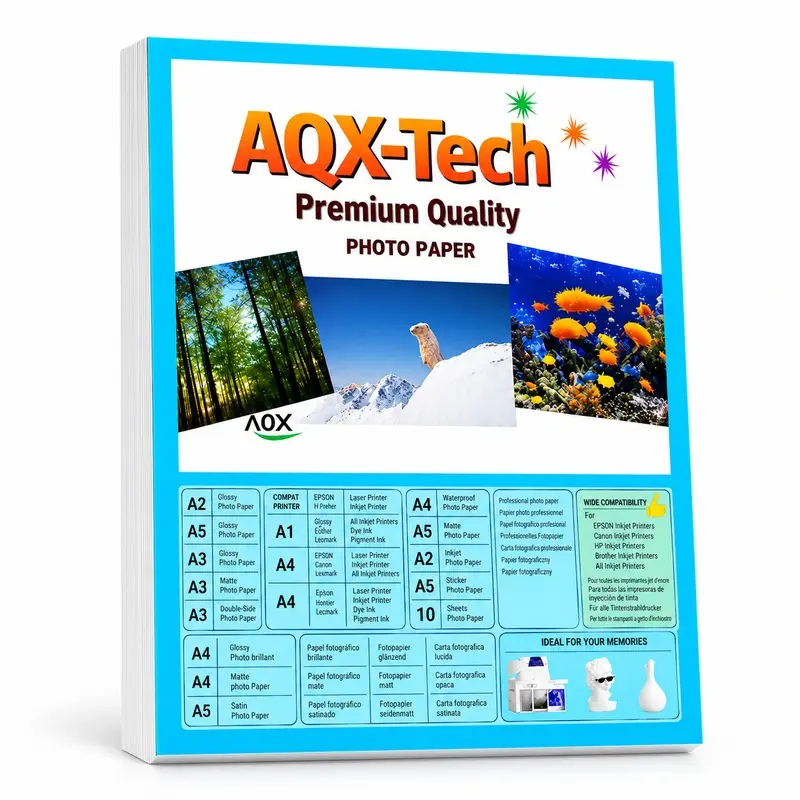 Papel Especial AQX 130 Gramos Glossy Foto Autoadhesivo x 100 Hojas (F91)