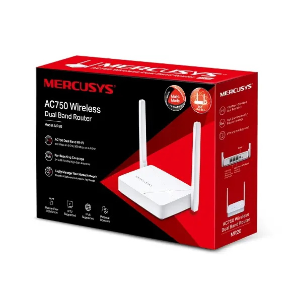 Router Inalambrico Mercusys MR20 AC750 Doble Banda