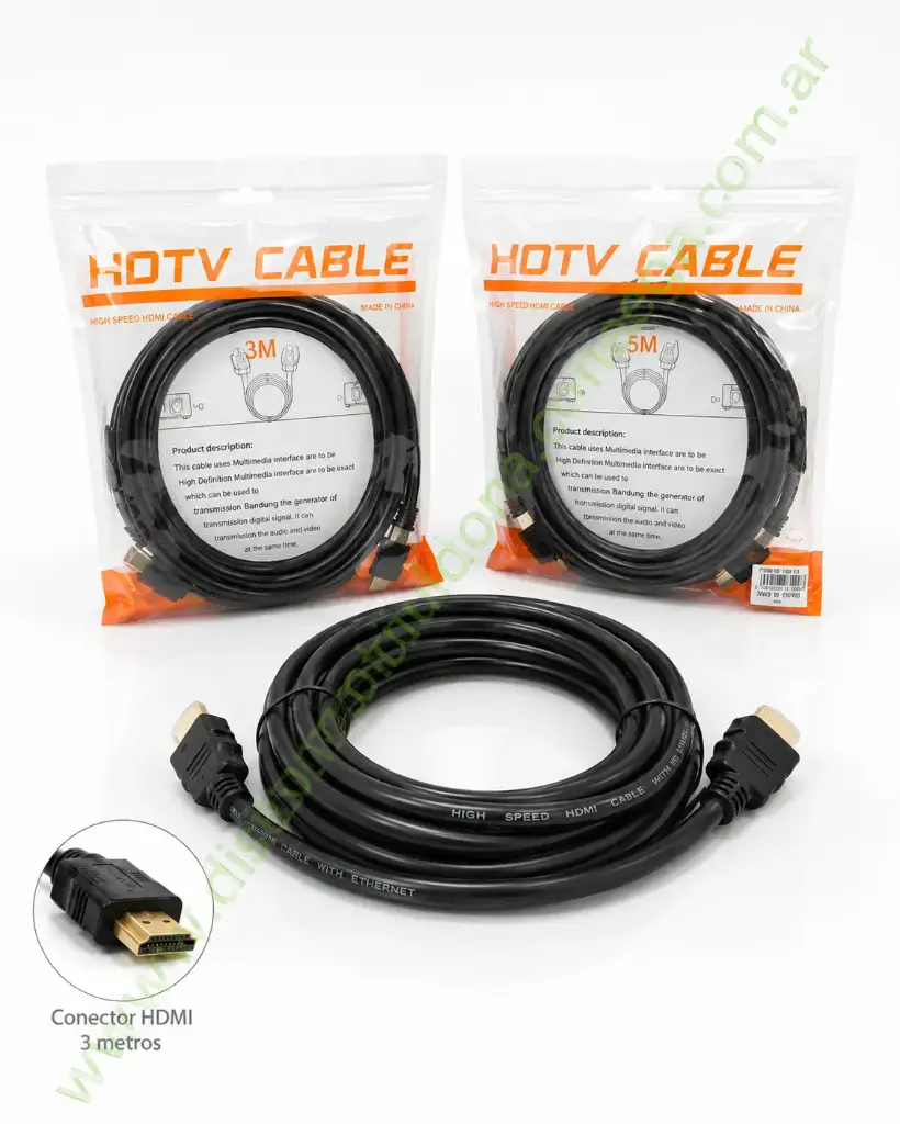 Cable HDMI 3.0Mts Negro Engomado