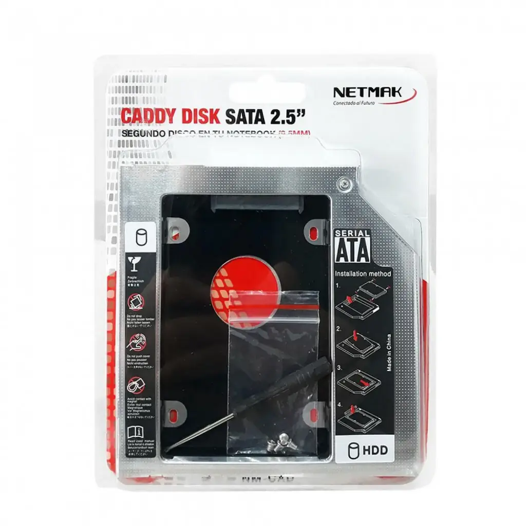Caddy Adaptador para Notebook SSD/HDD Netmak 9.5mm