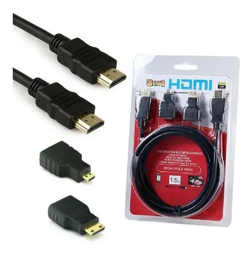 Cable HDMI 3 En 1 HDTV (HDMI+Micro HDMI + Mini HDMI)