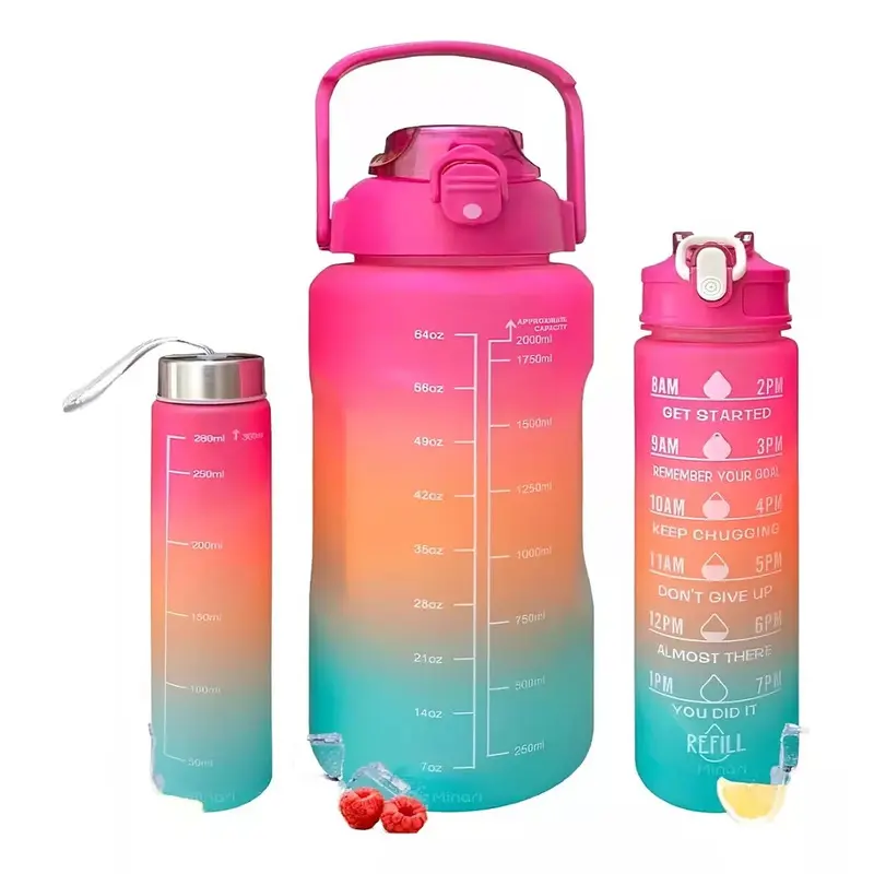 Set De 3 Botellas Motivacionales (2000ml + 900ml + 300ml)