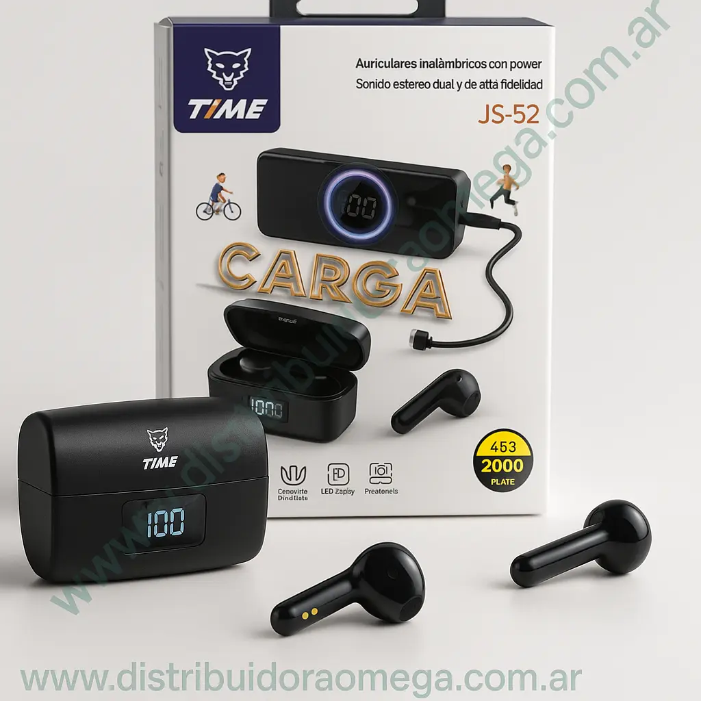 Auricular Bluetooth Time JS-52 Con Power Bank