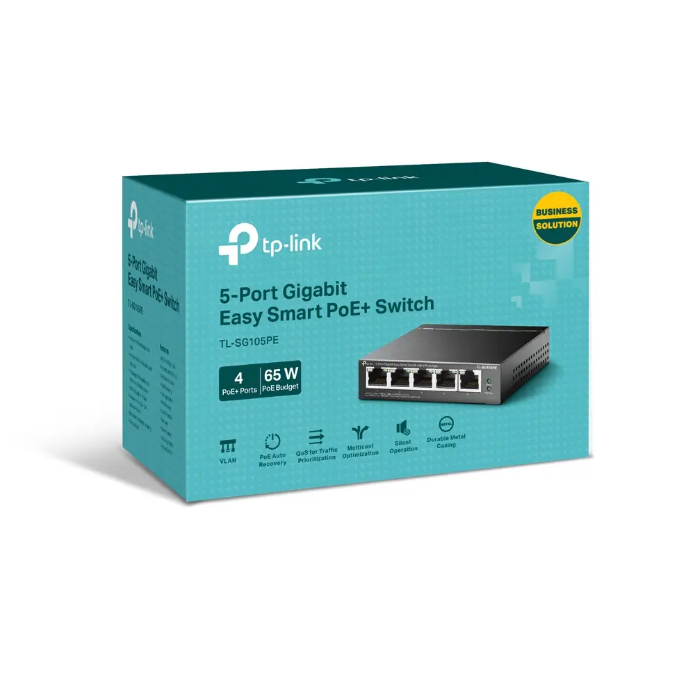 Switch Ethernet TP-Link 5 Puertos TL-SG105PE Gigabit (4 Puertos POE)