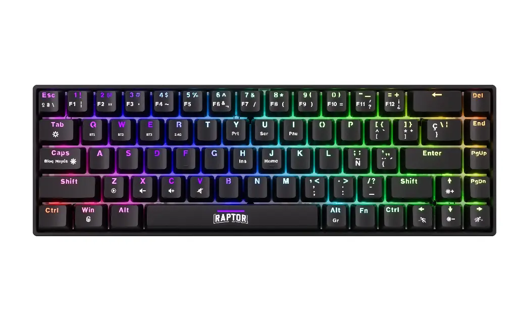 Teclado Mecanico Raptor Fireclaw M68 Retroiluminado Inalambrico