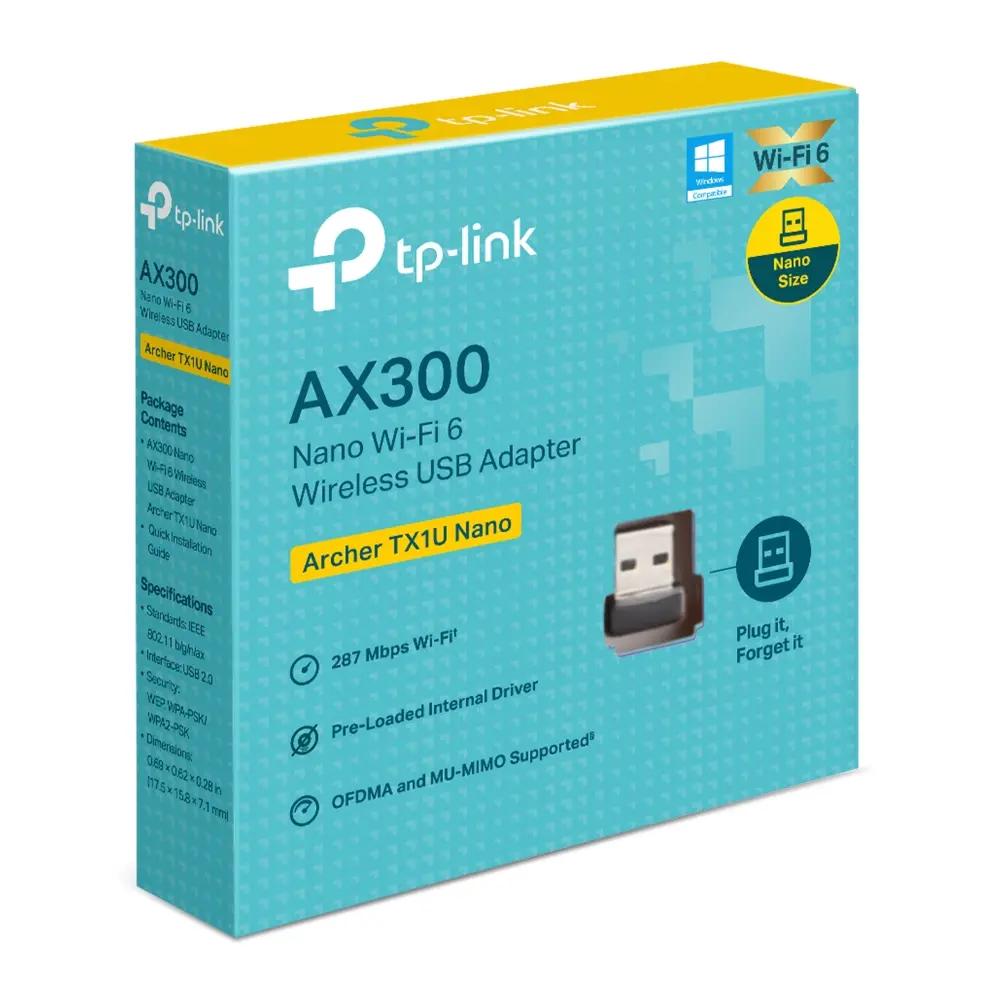 Placa De Red Inalambrica TP-Link USB Doble Banda TX1U Nano AX300