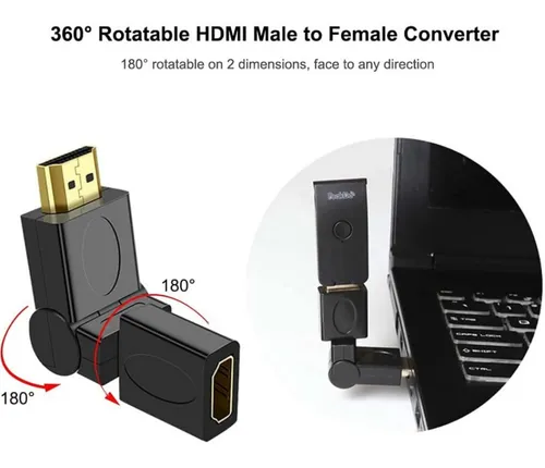 [563] Adaptador Hdmi Hembra - Hdmi Macho Giratorio