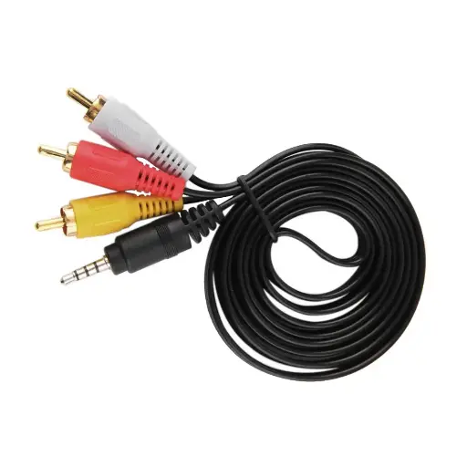 [605] Cable Miniplug a 3 RCA 2 Metros Audio/Video (Rojo/Blanco/Amarillo)