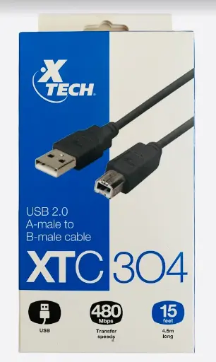 [652] Cable Impresora USB 2.0 4.5 Metros Xtech