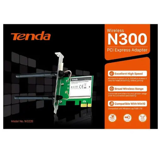 [4558] Placa De Red Inalambrica PCI-E Tenda W322E 300Mbps