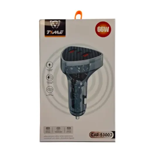 [5539] Cargador De Auto Time 66W 1 Tipo C + 2 USB CAR-53002