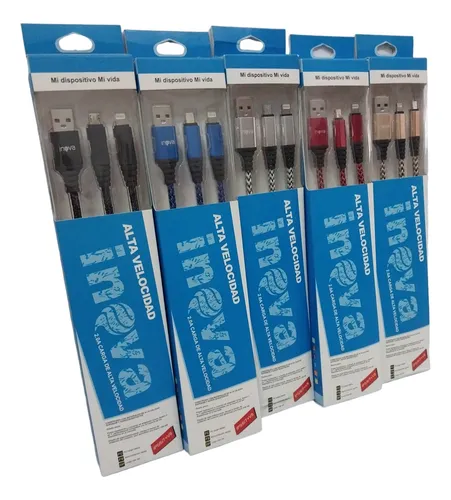 [4603] Cable V8 / Iphone 1.0 Metro Mallado Inova Cab-016