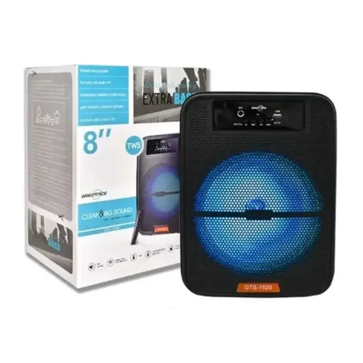[5423] Parlante Bluetooth Suono 8" GTS-1520 BT+SD+USB+Mic+RGB