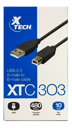 [5693] Cable Impresora USB 2.0 3 Metros Xtech