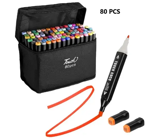 [5716] Marcadores Doble Punta x 80 Unidades con Bolso