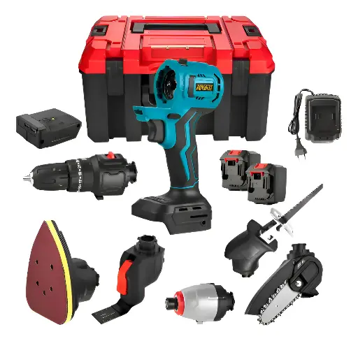 [5857] Kit Herramientas Novatix Taladro con Estuche y Accesorios