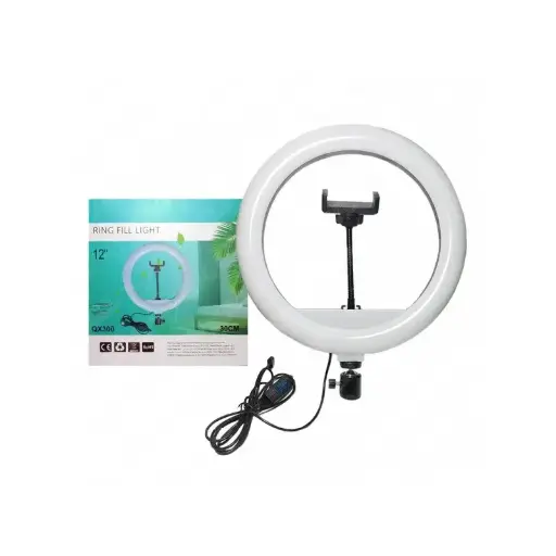 [5859] Aro Led 30cm Blanco con Soporte QX-300 (3 Tonos)