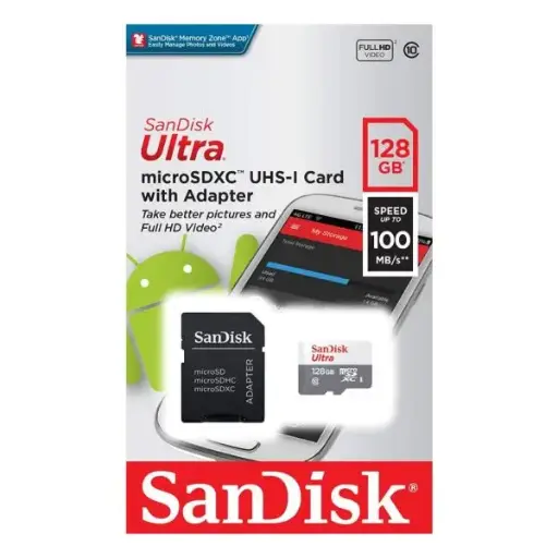 [5956] Memoria Sandisk Micro SD con Adaptador 128GB Clase 10