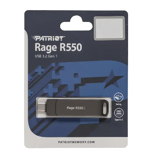[5962] Pendrive Patriot 64GB Rage R550 USB 3.2 (USB A + C)